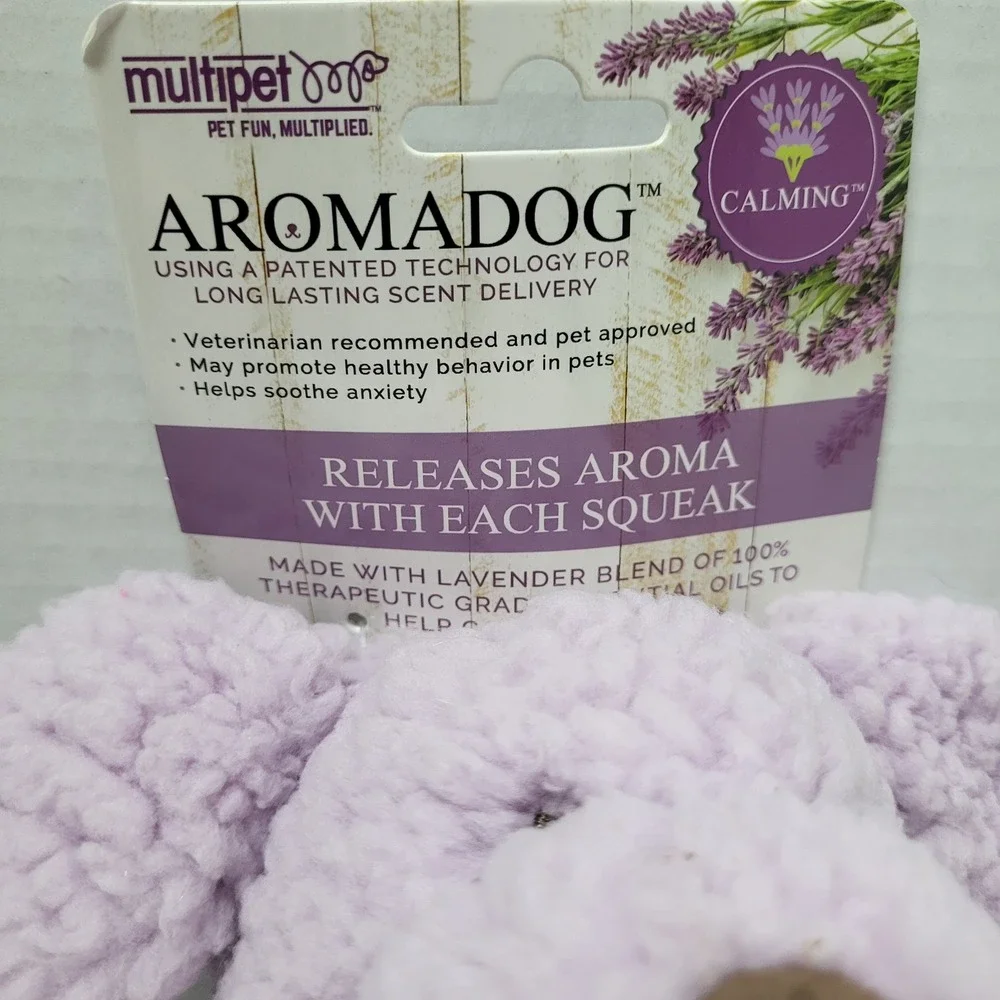 Multipet Aromadog Calming Lavender Scented Squeaky Fleece Man Purple Dog Toy